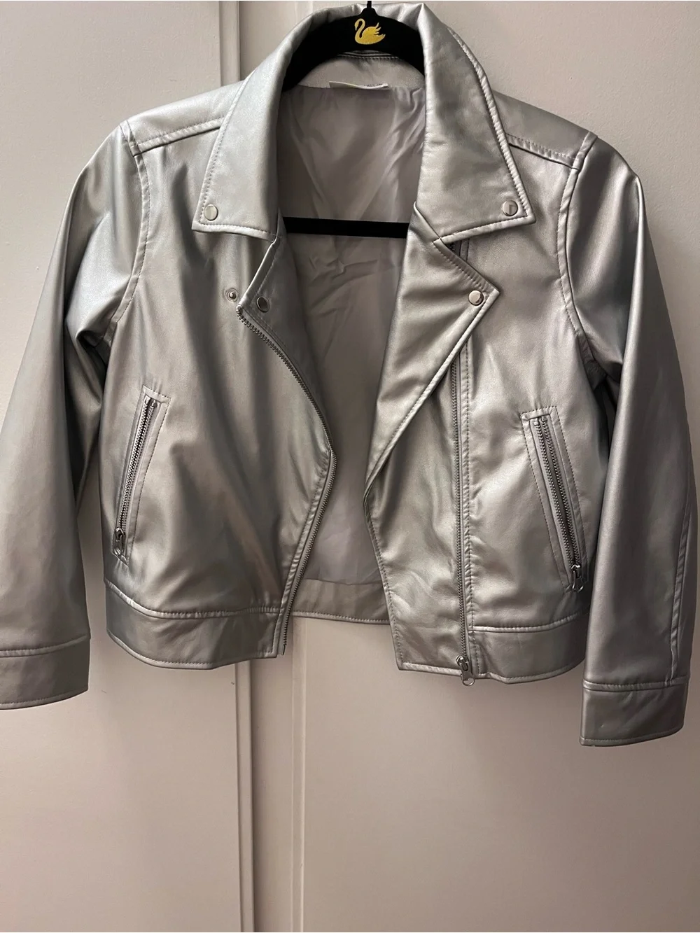Epic Threads Silver Girls' Faux Leather Moto Jacket - Size M